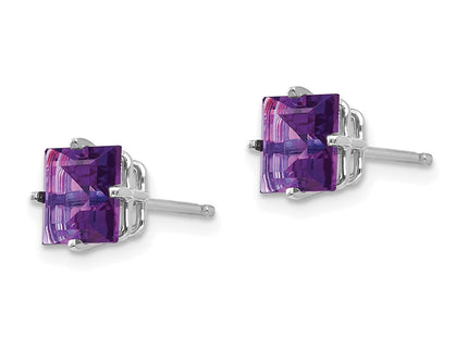 14K white gold amethyst earrings, alternate view