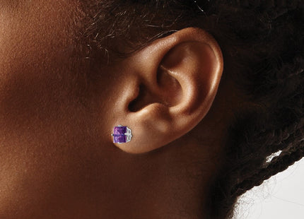 14K white gold amethyst earrings, another view