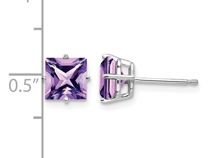 14K white gold amethyst earrings, further view