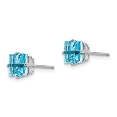 14K White Gold Square Earring Mounting, 6 x 6mm