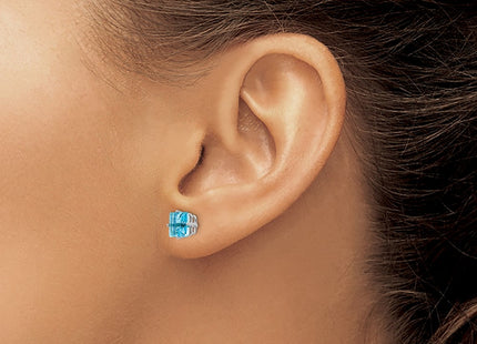 14K white gold blue topaz earrings, another view