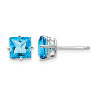 14K White Gold Square Earring Mounting, 6 x 6mm