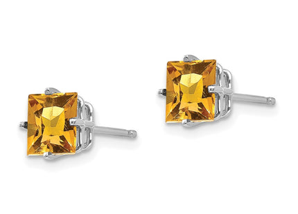 14K white gold citrine earrings, alternate view