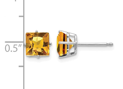 14K white gold citrine earrings, further view