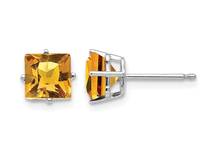 14K white gold citrine earrings