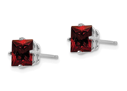 14K white gold garnet earrings, alternate view