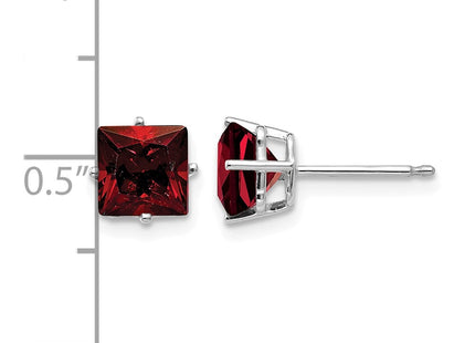 14K white gold garnet earrings, further view