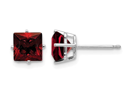 14K white gold garnet earrings