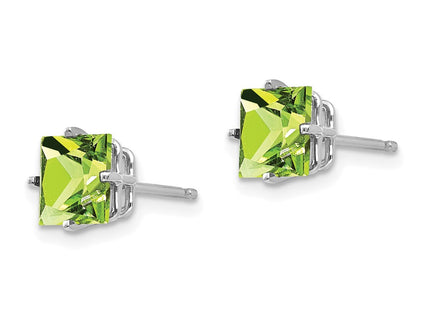 14K white gold peridot earrings, alternate view
