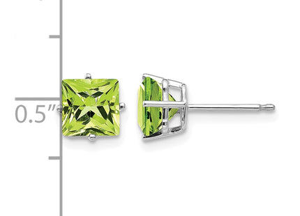 14K white gold peridot earrings, further view
