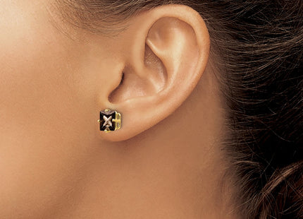 14K gold quartz earrings, further view