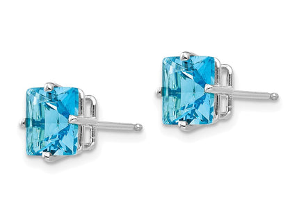 14K white gold blue topaz earrings, alternate view