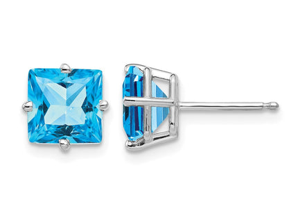 14K white gold blue topaz earrings