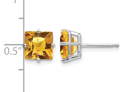 14K white gold citrine earrings, further view