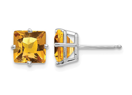 14K white gold citrine earrings