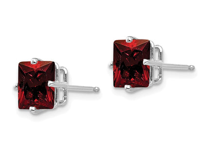 14K white gold garnet earrings, alternate view