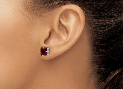 14K white gold garnet earrings, another view