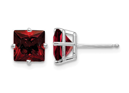 14K white gold garnet earrings