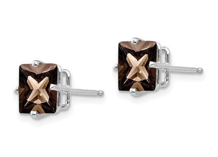 14kw Square Smoky Quartz Earrings (Style XE63WSQ)