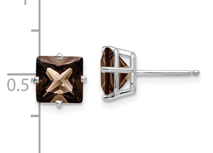 14kw Square Smoky Quartz Earrings (Style XE63WSQ)