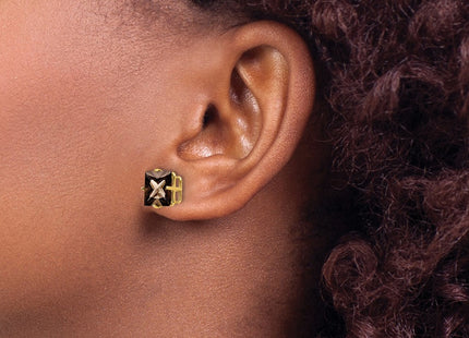 14K gold quartz earrings, another view