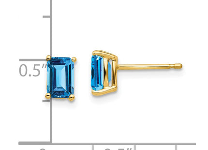 14k Emerald Cut Blue Topaz Earrings (Style XE65BT)