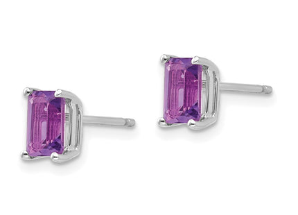 14K white gold amethyst earrings, alternate view