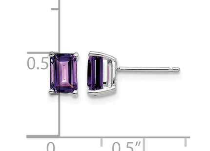 14K white gold amethyst earrings, further view