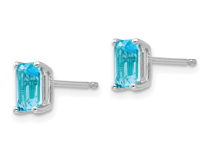 14k White Gold Emerald Earring Mountings, 7 x 4mm