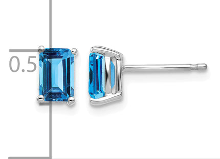 14k White Gold Emerald Earring Mountings, 7 x 4mm