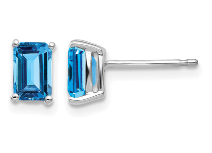 14k White Gold Emerald Earring Mountings, 7 x 4mm