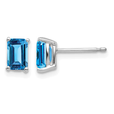 14K White Gold Emerald Earring Mountings, 7 x 4mm