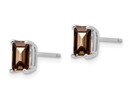 14K white gold emerald earrings, alternate view