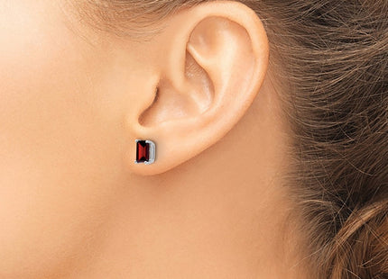 14k White Gold Emerald Cut Garnet Earrings (Style XE65WGA)