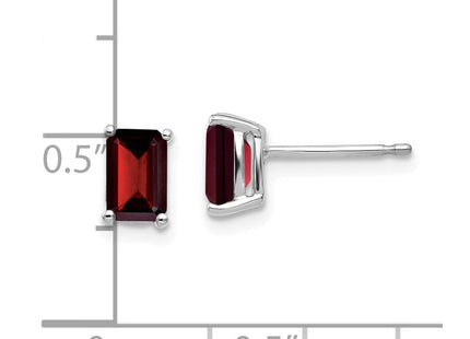 14k White Gold Emerald Cut Garnet Earrings (Style XE65WGA)