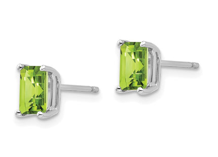 14K white gold emerald earrings, alternate view