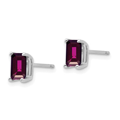 14K White Gold Emerald Earring Mountings, 7 x 4mm