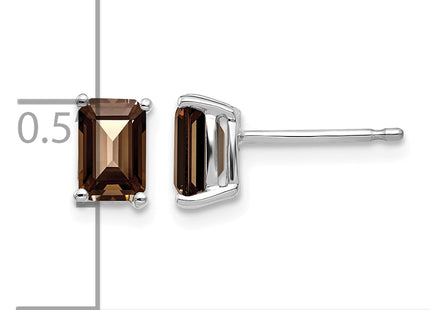 14kw Emerald Smoky Quartz Earrings, 7 x 4mm