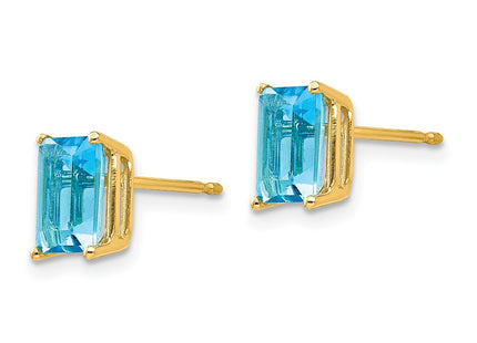 14K gold blue topaz earrings, alternate view