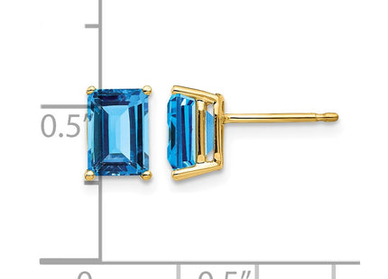 14K gold blue topaz earrings, further view
