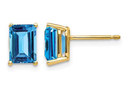 14K gold blue topaz earrings
