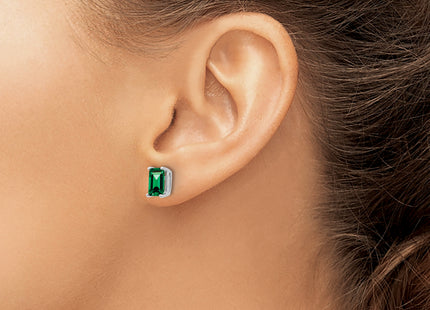 14k White Gold Emerald Cut Mount St. Helens Earrings, 8 x 5mm