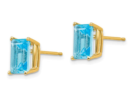 14K gold blue topaz earrings, alternate view