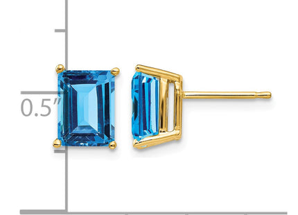 14K gold blue topaz earrings, further view