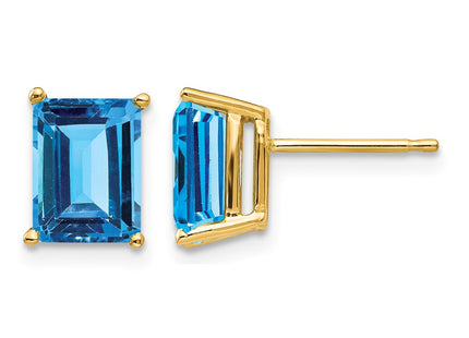 14K gold blue topaz earrings