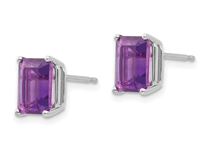 14K white gold amethyst earrings, alternate view