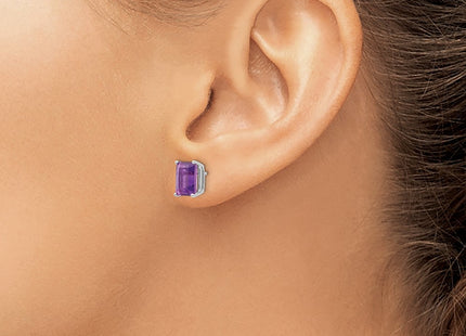 14K white gold amethyst earrings, another view