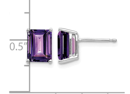 14K white gold amethyst earrings, further view