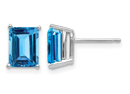 14k White Gold Emerald Earring Mountings, 9 x 6mm