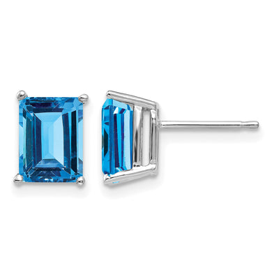 14K White Gold Emerald Earring Mountings, 9 x 6mm